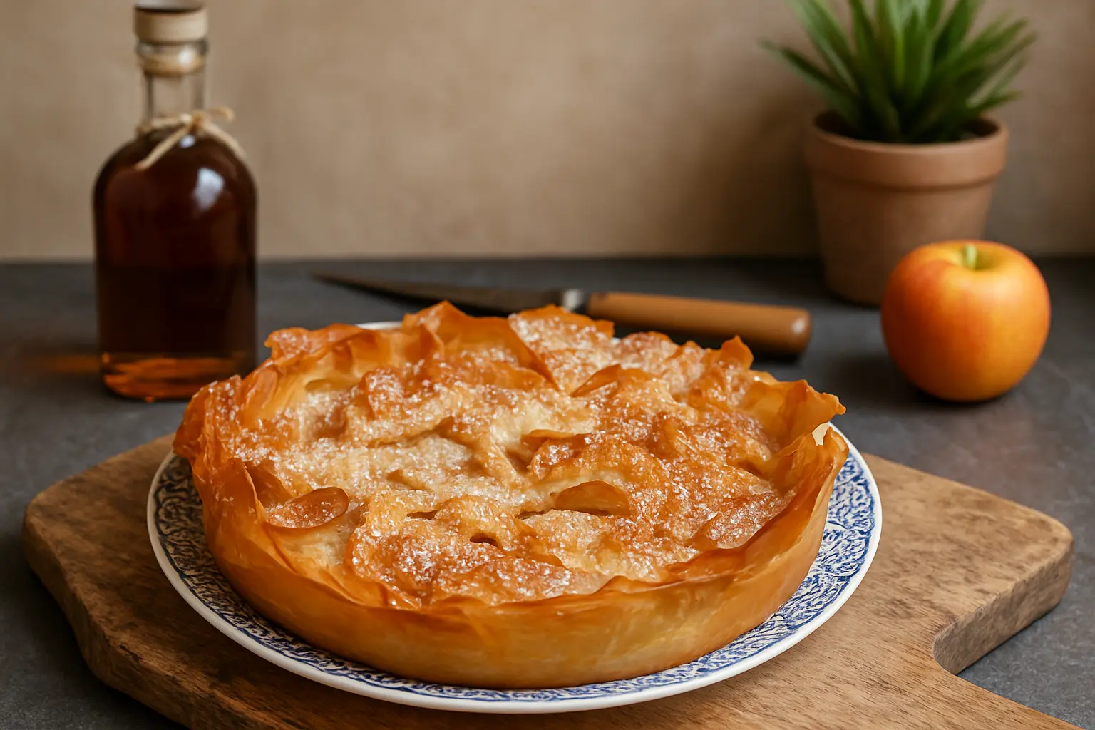 Easy Apple Filo Dessert with Armagnac Flavor